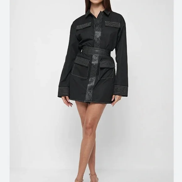 Maniere de voir - belted cargo shacket dress- size 8 US